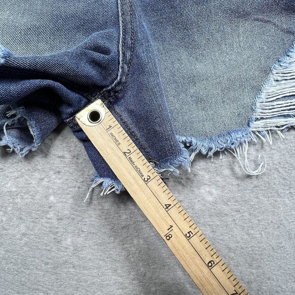 Indigo Rein Shorts Womens Size 9 Waist 28 Stretch Distressed Raw Hem Jean Shorts - Picture 8 of 12